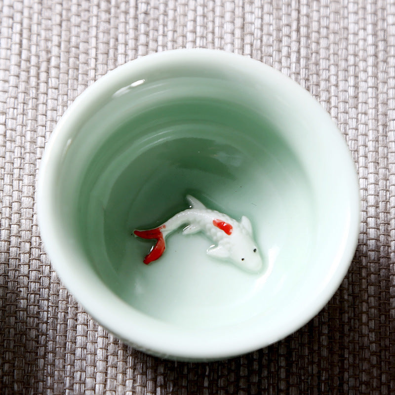 Celadon small fish cup carp tea set