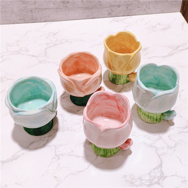 Minimalist Household Ceramic Tulip Cups