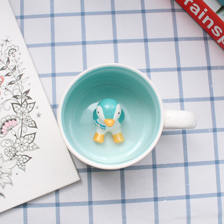 Whimsical 3D Animal Ceramic Mug – Cute Cartoon Design, Single-Layer Simplicity