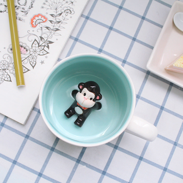 Whimsical 3D Animal Ceramic Mug – Cute Cartoon Design, Single-Layer Simplicity