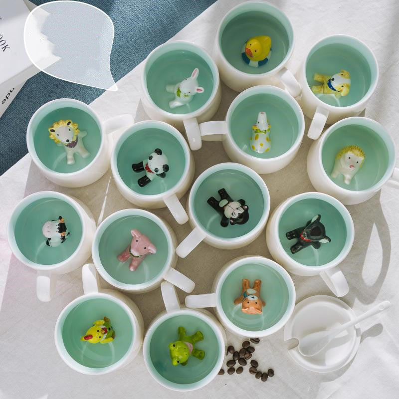 Whimsical 3D Animal Ceramic Mug – Cute Cartoon Design, Single-Layer Simplicity
