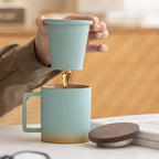 Beautiful Covered Filter Water Cup Ceramic Office