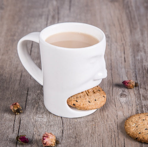 Charming Double-Layer Ceramic Mug with Face Design