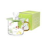 Transparent Glass Rabbit Cup with Handle & Lid