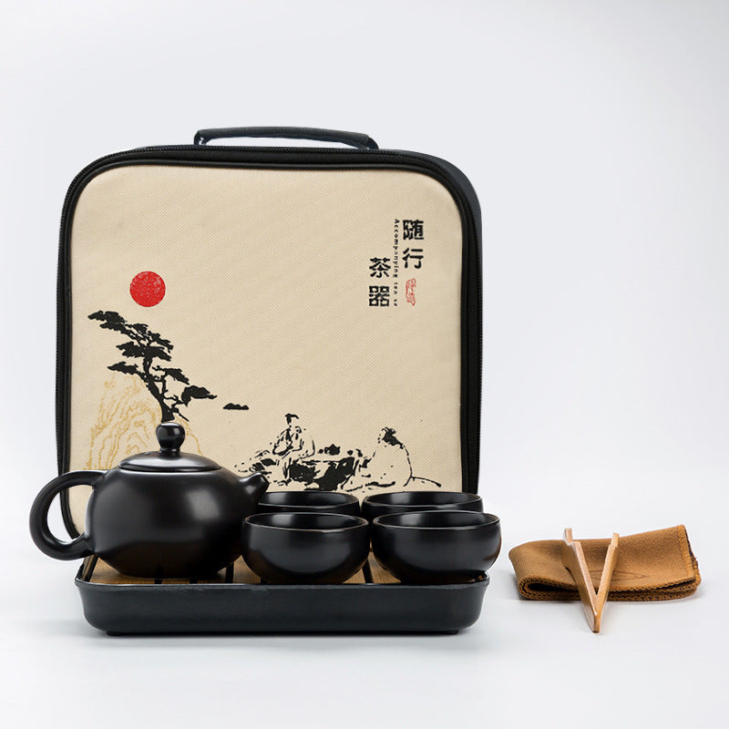 Portable Ceramic Matte Glazed Travel Tea Set