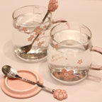 Glass Spoon With Lid Heat-resistant Flower Tea Cup Cute Girl Home