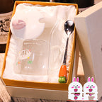 Transparent Glass Rabbit Cup with Handle & Lid