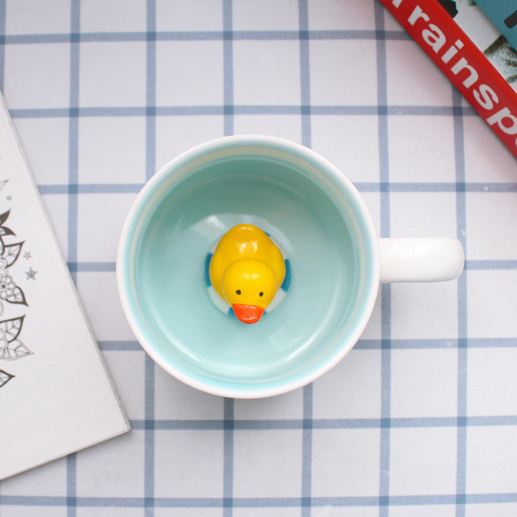 Whimsical 3D Animal Ceramic Mug – Cute Cartoon Design, Single-Layer Simplicity