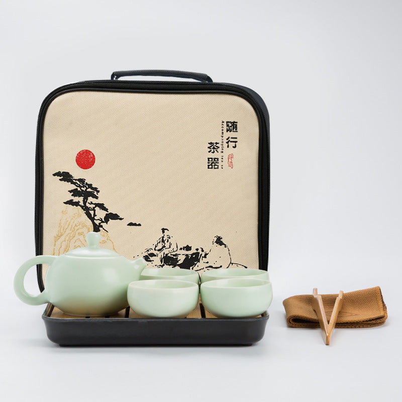 Portable Ceramic Matte Glazed Travel Tea Set