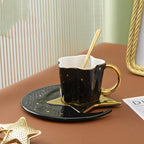 Creative Ceramic Cup With Star And Moon Saucer
