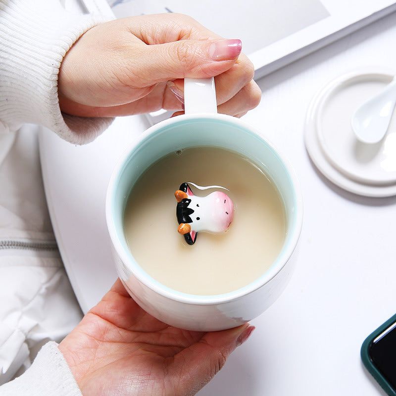 Whimsical 3D Animal Ceramic Mug – Cute Cartoon Design, Single-Layer Simplicity