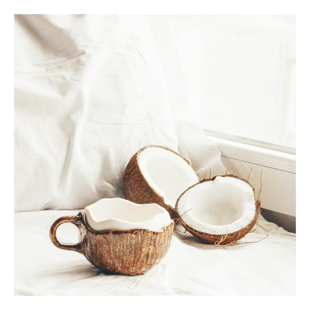 Vintage Hand-pinching Irregular Ceramic Mark Coconut Cup