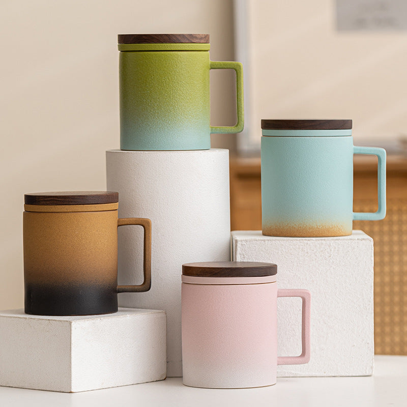 Beautiful Covered Filter Water Cup Ceramic Office
