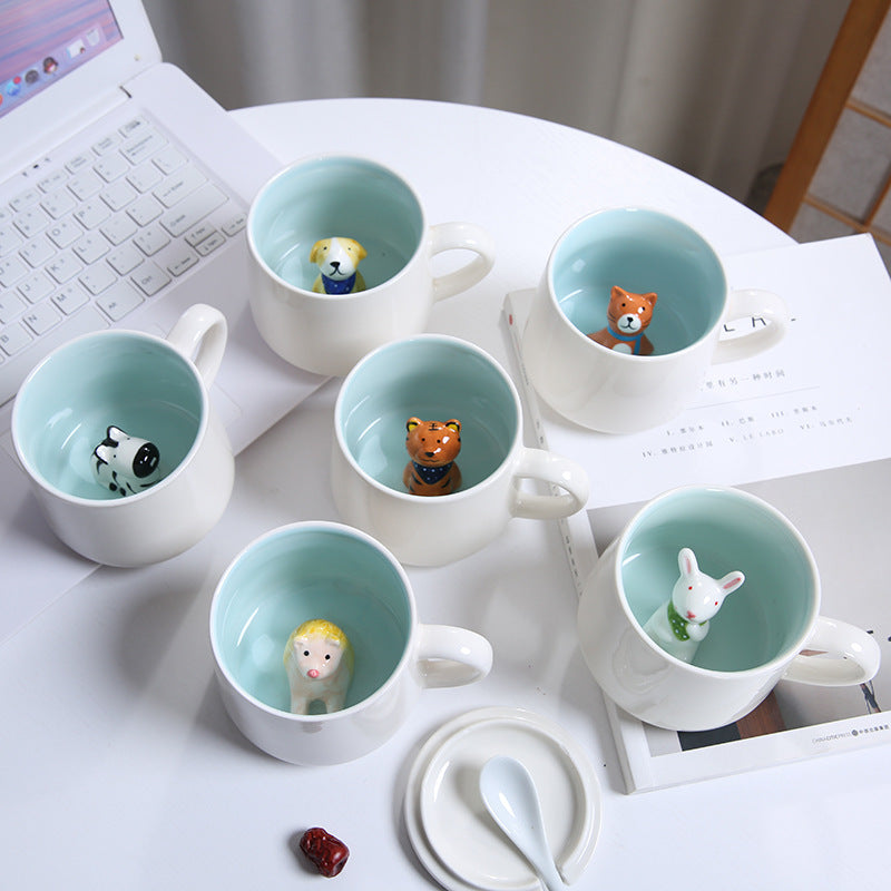 Whimsical 3D Animal Ceramic Mug – Cute Cartoon Design, Single-Layer Simplicity