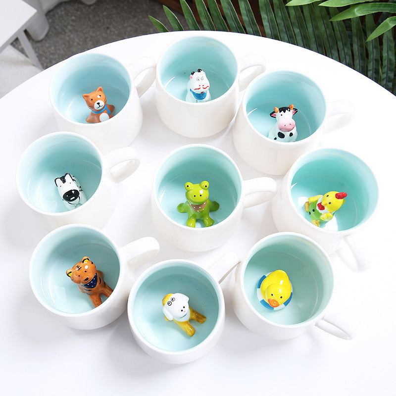 Whimsical 3D Animal Ceramic Mug – Cute Cartoon Design, Single-Layer Simplicity