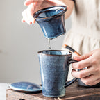 Vintage Ceramic Tea Cup with Lid and Filter