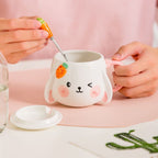 Ceramic Cute Rabbit Mug With Lid Spoon