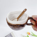 Vintage Hand-pinching Irregular Ceramic Mark Coconut Cup