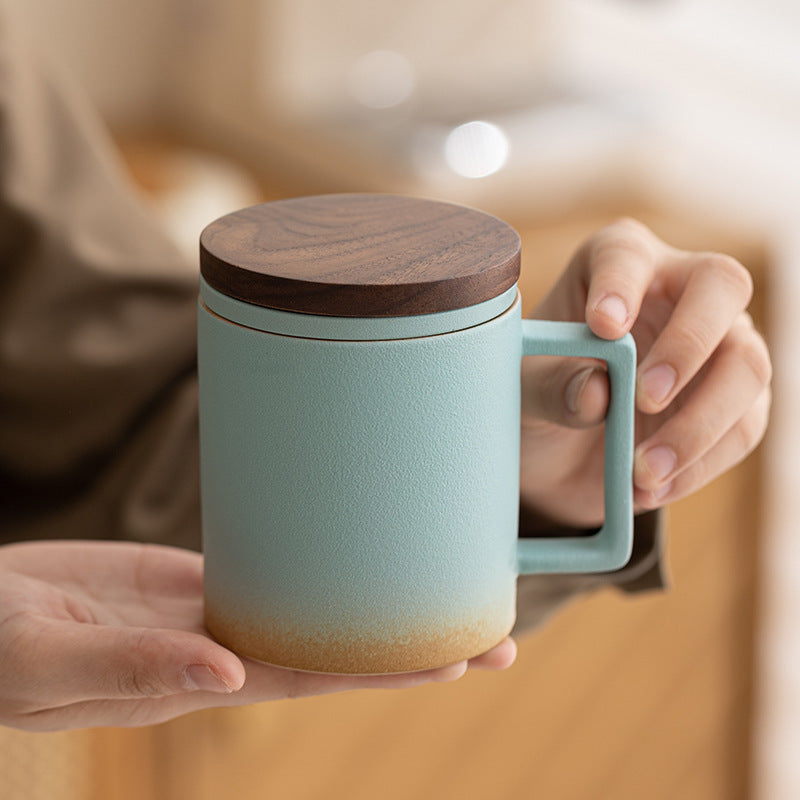Beautiful Covered Filter Water Cup Ceramic Office